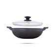 Casting Iron Kadai With Lid - 3.5 x 10.5 Inches | Kadhai  Cast Iron Cookware for Home  3.380 Kgs Approx Sale