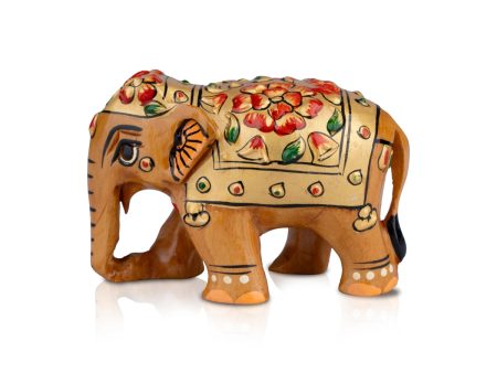 Painted Elephant Statue - 2 x 3 Inches | Wooden Statue  Elephant Sculpture  Elephant Idol for Home Decor on Sale