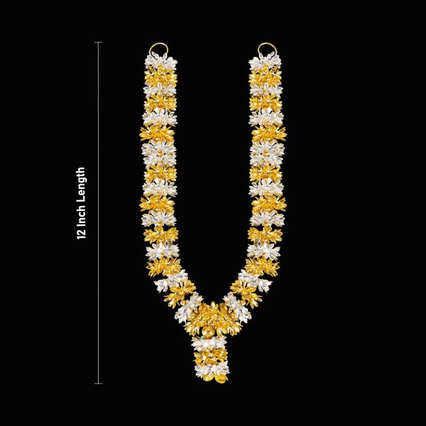 Artificial Flower Garland - 12 Inches | Silver & Gold Polish Lotus Design Artificial Mala for Decoration Online Hot Sale