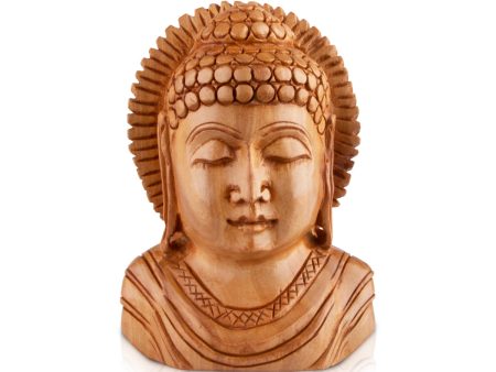 Buddha Bust Statue - 4 x 3 Inches | Wooden Statue  Buddha Idol  Buddha Murti for Pooja For Discount