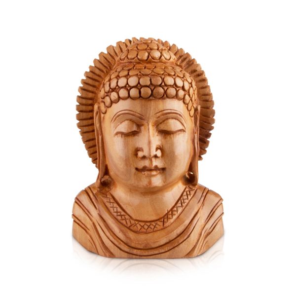 Buddha Bust Statue - 4 x 3 Inches | Wooden Statue  Buddha Idol  Buddha Murti for Pooja For Discount