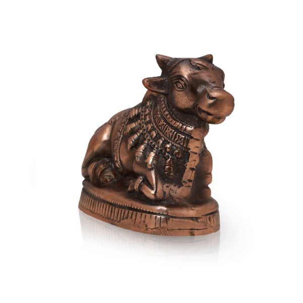 Nandi Statue - 6 x 7 Inches | Copper Idol  Copper Oxidised Nandhi Statue  Nandi Idol for Pooja Discount