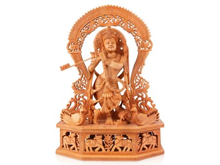 Krishna Murti - 20 x 14 Inches | Wooden Statue  Krishna Statue  Krishna Idol for Pooja For Cheap