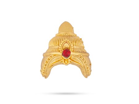 Half Crown - 1 x 0.75 Inches | Gold Polish Half Kiridam  Single Stone Half Mukut  Half Kireedam for Deity Discount