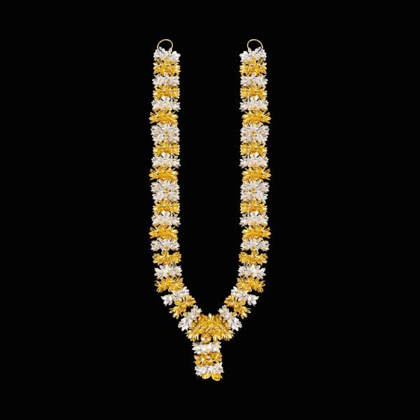 Artificial Flower Garland - 18 Inches | Silver & Gold Polish Lotus Design Artificial Mala for Decoration Online now