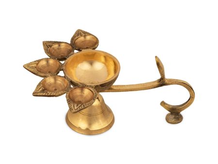 Panch Aarti Diya - 3 x 7.5 Inches | Brass Panch Mukhi Diya  Pancharti Diya for Pooja  330 Gms Approx Online