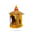 Ganpati Decoration Mandir - 7 x 6.5 Inches | Suvarna Makhar Design Paper Mandir  Eco Friendly Mandir Decoration For Discount