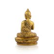 Buddha Statue Sitting On Flower Base - 5 x 3.5 Inches | Aluminium Buddha Murti  Gold Polish Buddha Idol for Home Online Hot Sale