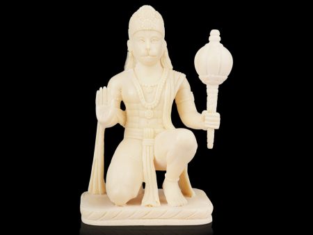 Anjaneya Statue - 7 x 4 Inches | Marble Dust Murti  Sitting Hanuman Statue for Pooja Discount