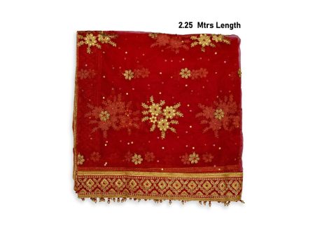 Mata Chunri - 2.25 Mtrs| Net Cloth Mata Rani Chunri Shawl  Jari Embroidery Design Chunari for Deity Discount