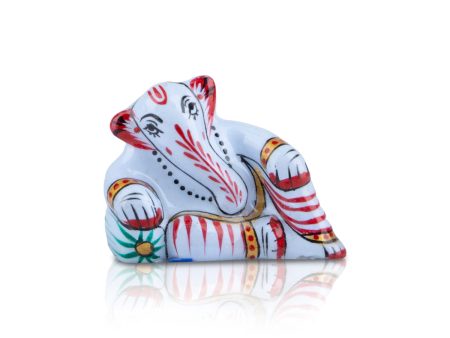 Resting Ganesh Murti - 1 x 1.75 Inches | Aluminium Vinayagar Statue  Painted Ganpati Murti for Pooja Discount