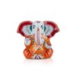 Painted Ganesh Murti - 3 x 3.25 Inches | Aluminium Vinayagar Statue  Big Ear Ganesha Statue for Pooja For Discount