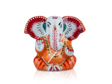 Painted Ganesh Murti - 3 x 3.25 Inches | Aluminium Vinayagar Statue  Big Ear Ganesha Statue for Pooja For Discount