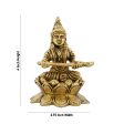 Annapurna Devi Sitting On Lotus Flower - 4 x 2.75 Inches | Antique Brass Idol  Annapurna Murti for Pooja  740 Gms Supply