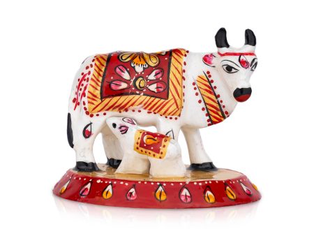 Cow And Calf Statue - 2 x 2.5 Inches | Aluminium Statue  Painted Cow And Calf Idol for Home Decor For Sale