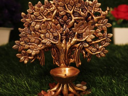 Brass Lamp - 8 Inches | Antique Brass Diya  Karpaga Virutcham Tree Vilakku for Pooja  860 Gms Approx For Cheap