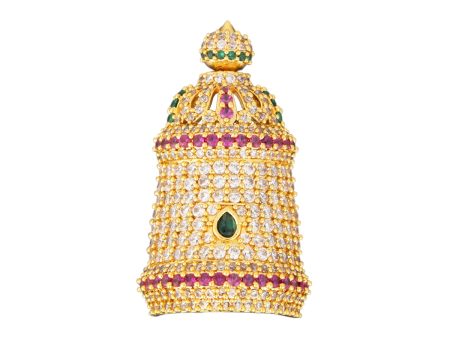 Half Crown - 1.75 x 1 Inches | Multicolour Stone Half Mukut  Half Kiridam  Half Turban for Deity Sale