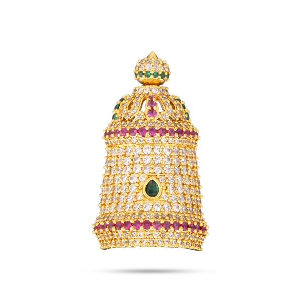 Half Crown - 1.75 x 1 Inches | Multicolour Stone Half Mukut  Half Kiridam  Half Turban for Deity Sale