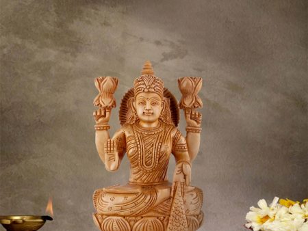 Lakshmi Idol - 8.5 x 5.5 Inches | Wooden Statue  Sitting Lakshmi Murti for Pooja Online Sale