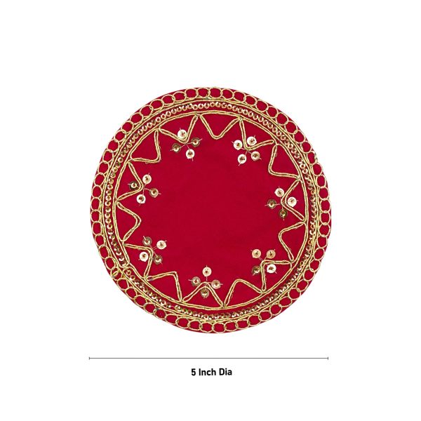 Pooja Thali Cover - 5 Inches | Embroidery Design Puja Thali Cover  Thali Cover for Pooja Online Sale