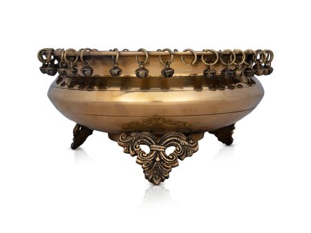 Brass Urli With Leg - 6 x 12 Inches | Ghungroo Uruli  Brass Flower Pot for Pooja  6.280 Kgs Approx Cheap