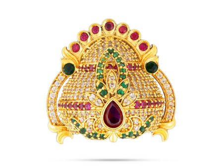 Half Crown - 1 x 1.25 Inches | Multicolour Stone Half Kireedam  Half Mukut  Half Kiridam for Deity For Cheap