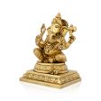 Ganesh Murti Sitting On Chowki - 6 x 4 Inches | Antique Brass Idol  Ganpati Murti for Pooja  1.970 Kgs Discount