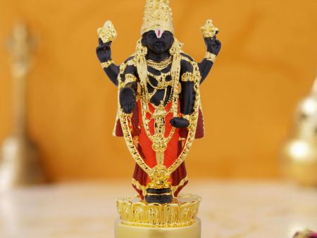 Vishnu Murti Standing On Lotus - 5 x 2.25 Inches | Gold Polish Balaji Murti  Resin Balaji Idol for Pooja Cheap