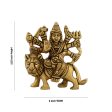 Durga Idol Sitting On Lion With 8 Hands - 3.25 x 3 Inches | Antique Brass Idol  Durga Murti for Pooja  320 Gms Sale