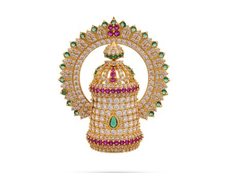 Half Crown With Arch - 2.75 x 2.25 Inches | Multicolour Stone Perumal Kireedam  Stone Kiridam  Mukut for Deity Cheap