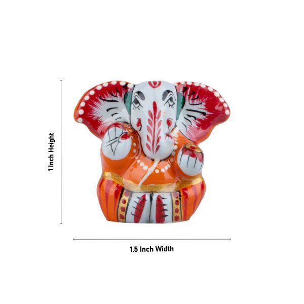 Painted Ganesh Murti - 1 x 1.5 Inches | Aluminium Vinayagar Statue  Big Ear Ganesha Statue for Pooja For Discount