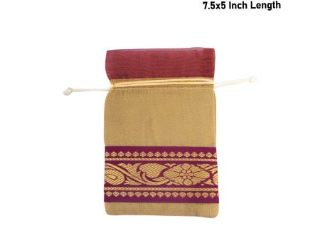 Thamboolam Bag Set - 7.5 x 5 Inches | 5 Pcs  Jari Border Design Potli Bag  Tambula Bag for Wedding  Assorted Colour Sale