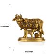 Cow With Calf Idol - 6.5 x 6 Inches | Antique Brass Idol  Kamdhenu Cow With Calf Statue for Home  2.180 Kgs on Sale