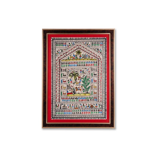 Pattachitra Painting Frame - 22 x 16 Inches | Tribal Design Hand Painted Frame  Patachitra Painting for Home Online now