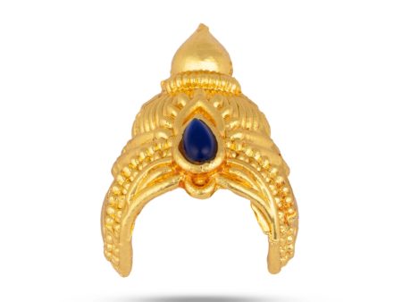 Half Kireedam - 1 x 0.75 Inches | Gold Polish With Single Stone Kiridam  Half Crown  Half Mukut for Deity Decor on Sale