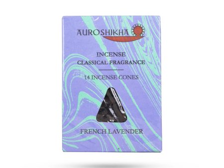 Auroshikha French Lavender Incense Cones - 14 Pcs | Incense Classical Fragrance Sambrani Cones for Pooja on Sale