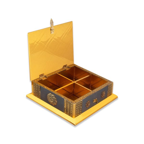 Dry Fruit Box - 8 x 8 Inches | Wood Metal Sheet Coated Dry Fruit Container  Storage Box  Dry Fruits Gift Box For Sale