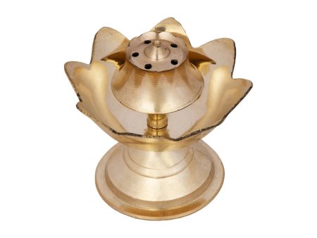 Agarbathi Stand - 2.5 x 2.5 Inches | Lotus Design Brass Incense Holder for Pooja  50 Gms Approx For Discount