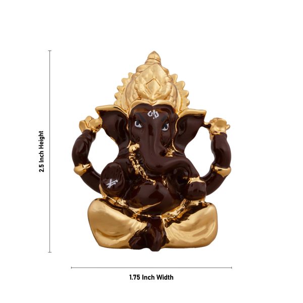 Ganesh Murti - 2.5 x 1.75 Inches | Metal Gold Polish Ganpati Statue  Sitting Ganesh Idol for Pooja Sale