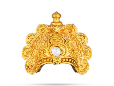 Half Crown - 1 x 0.75 Inches | Gold Polish Half Kireedam  Half Kiridam  Single Stone Half Mukut for Deity Cheap