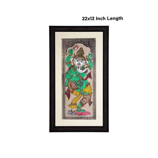 Pattachitra Painting Frame - 22 x 12 Inches | Dancing Ganesh Design Patachitra Painting  Hand Painted Frame For Sale