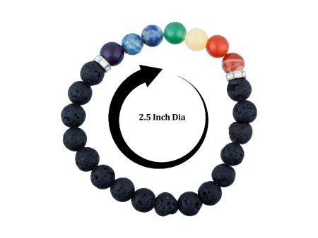 Lava 7 Chakra Bracelet - 2.5 Inches | 7 Chakra Lava Stone Bracelet  7 Chakra Lava Bracelet  Hand Band  20 Gms Supply