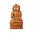 Buddha Statue - 12 x 6 Inches | Wooden Statue  Buddha Idol Sitting On Flower Base  Buddha Murti for Pooja For Cheap