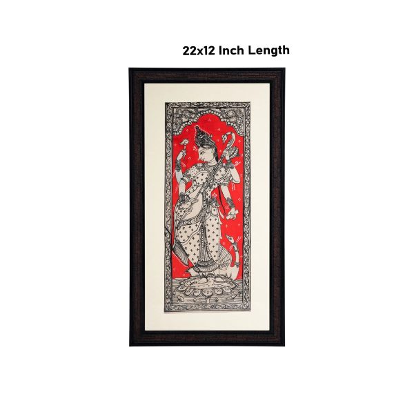 Pattachitra Painting Frame - 22 x 12 Inches | Standing Saraswati Design Patachitra Painting  Hand Painted Frame Discount