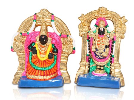 Balaji Perumal Thayar Paper Mache Golu Bommai Pair - 12 x 7.5 Inches | Giri Golu Doll Navaratri Golu Bomma Gombe Bommai For Discount