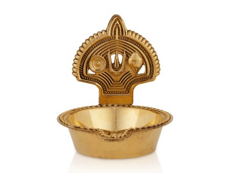 Shanku Chakra Namam Deepam - 2.25 x 2.25 Inches | Brass Lamp  Brass Deepam  Shanku Chakra Namam Diya for Pooja For Sale