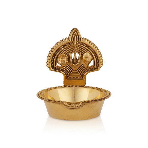 Shanku Chakra Namam Deepam - 2.25 x 2.25 Inches | Brass Lamp  Brass Deepam  Shanku Chakra Namam Diya for Pooja For Sale