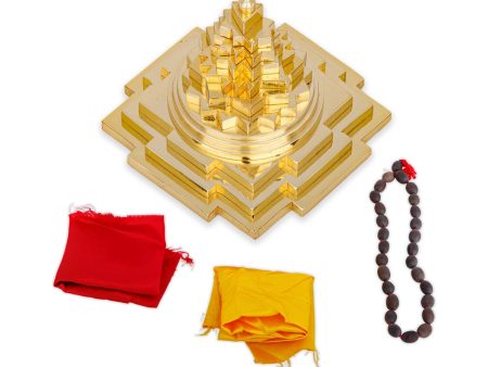 Maha Meru - 2.5 x 3 Inches | Gold Polish Sri Yantra  Sri Chakra Maha Meru for Pooja  700 Gms Approx Discount