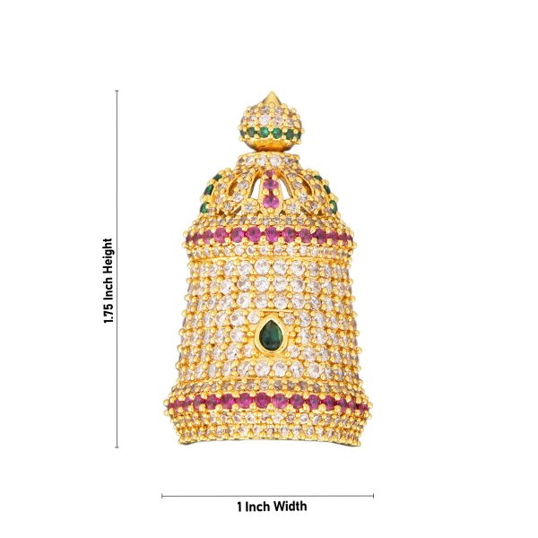 Half Crown - 1.75 x 1 Inches | Multicolour Stone Half Mukut  Half Kiridam  Half Turban for Deity Sale