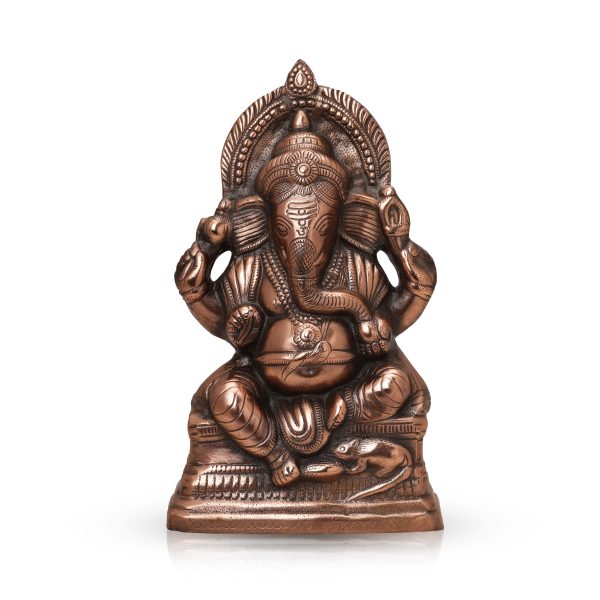 Ganesh Murti - 15 x 8.5 Inches | Copper Oxidised Ganpati Murti  Vinayaka Statue for Pooja  1.520 Kgs Approx For Discount